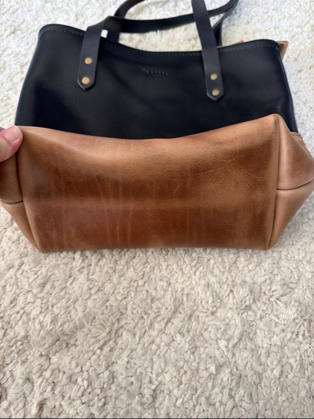 Range Leather mesa tote in maple and black - Picture 2 of 4